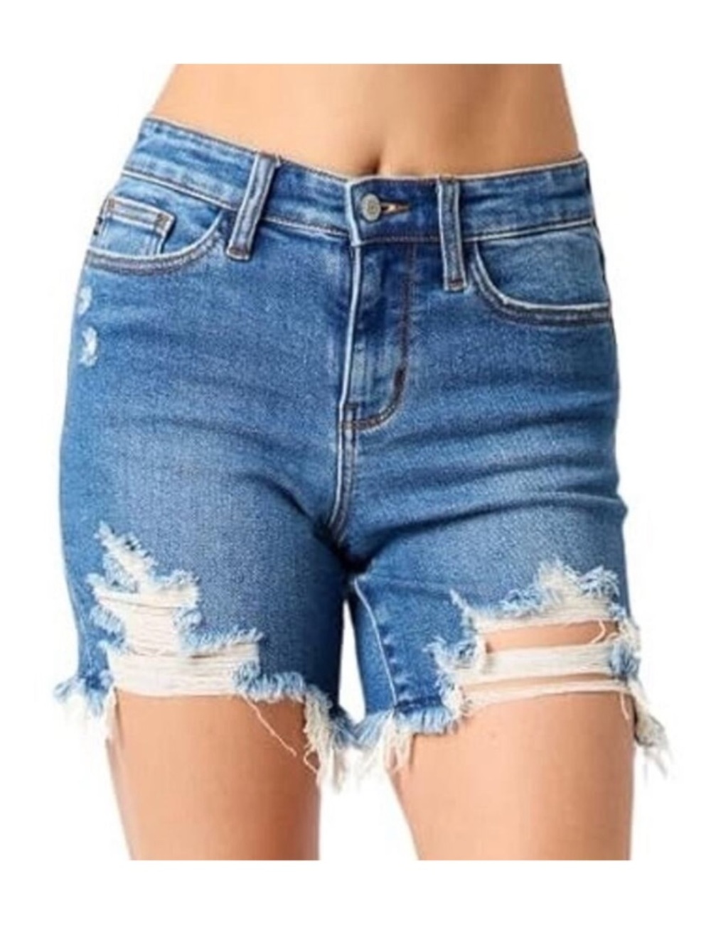 Judy Blue Mid-Rise Distressed Raw Hem Denim Shorts 3XL JB15280MD-CO